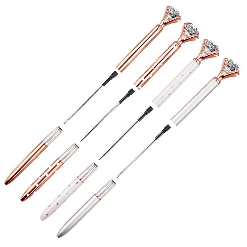 LONGKEY Diamond Pens Large Crystal Diamond Ballpoint Pen Bling Metal Ballpoint Pen Office and School (4pack) - Image 4